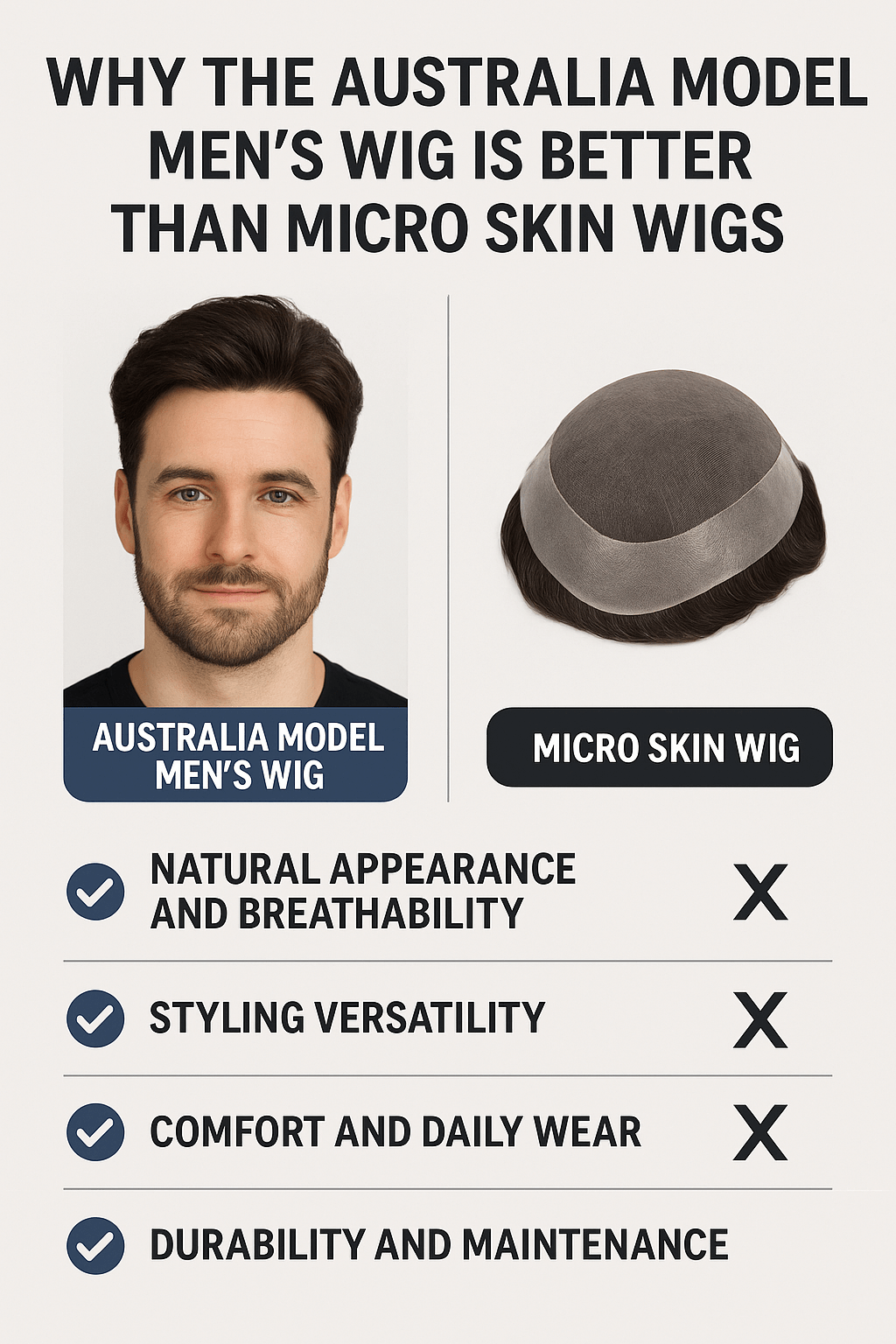 Why the Australia Model Men’s Wig Outperforms Micro Skin Wigs: A Comprehensive Comparison
