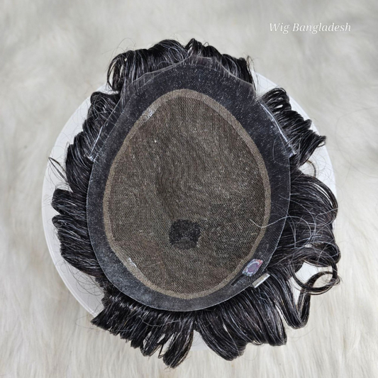 Men’s hair replacement system before and after using Australia Model wig for natural, undetectable results