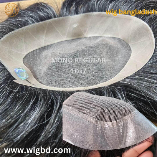 Mono net men’s wig with realistic scalp appearance and breathable construction