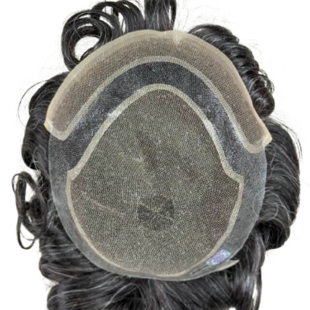 Hollywood Men's Wig cap view showcasing a hair prosthesis design for men with natural curls.