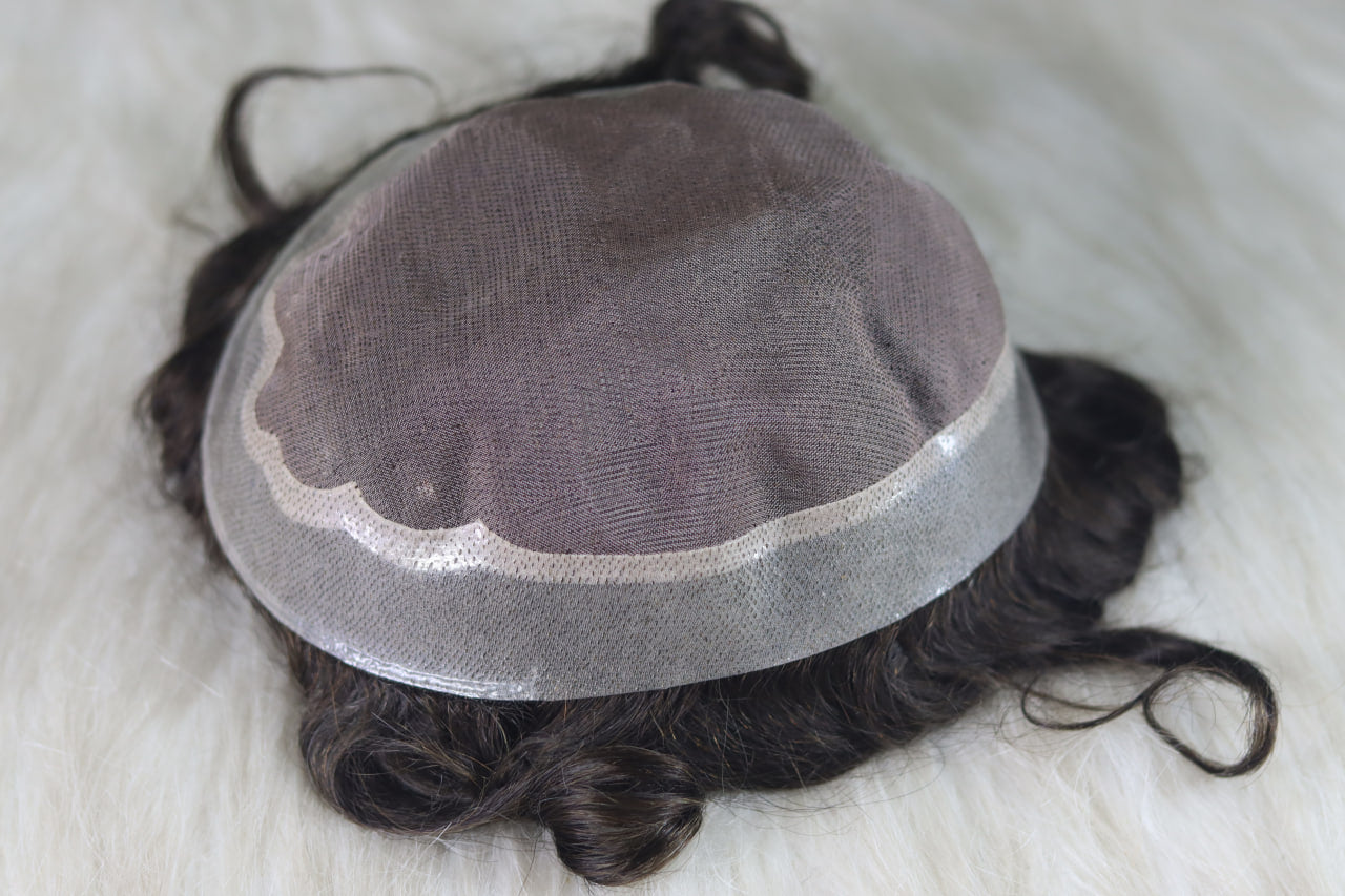 BMW Male Hair Prosthesis Toupee Men Mono& Soft PU Breathable Men Wigs