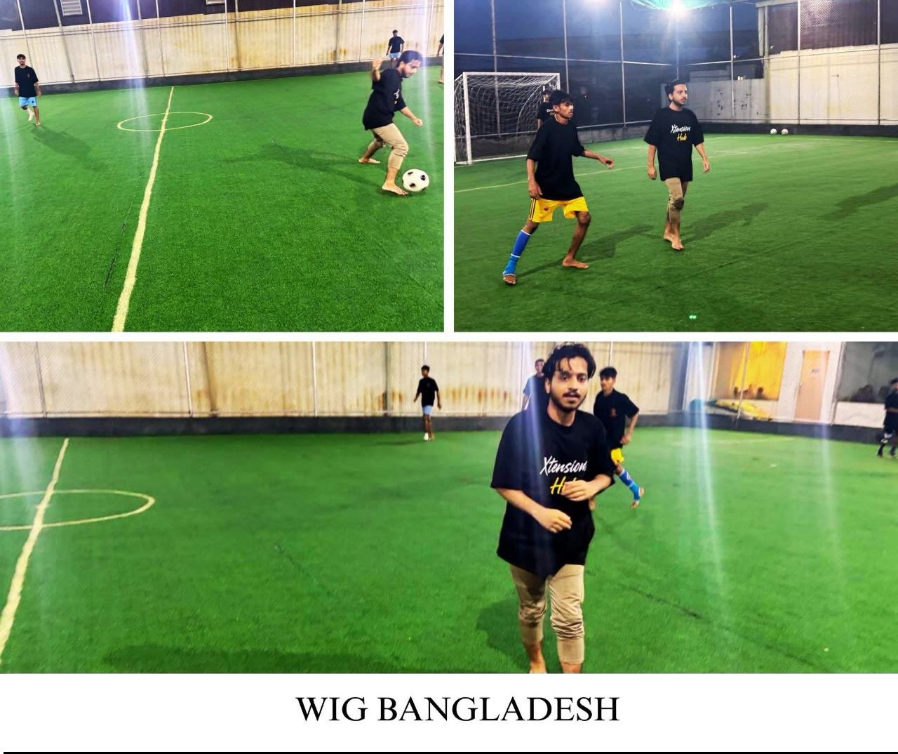 Employees competing in a monthly football match