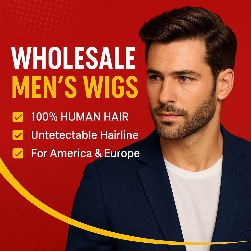 Non-surgical prosthetic hair replacement for men — breathable PU base toupee for hair loss solution