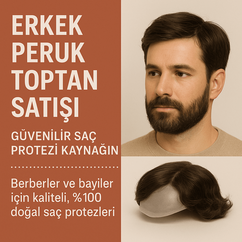 Men’s wig wholesale Turkey: premium quality natural hair systems for men displayed on a mannequin.