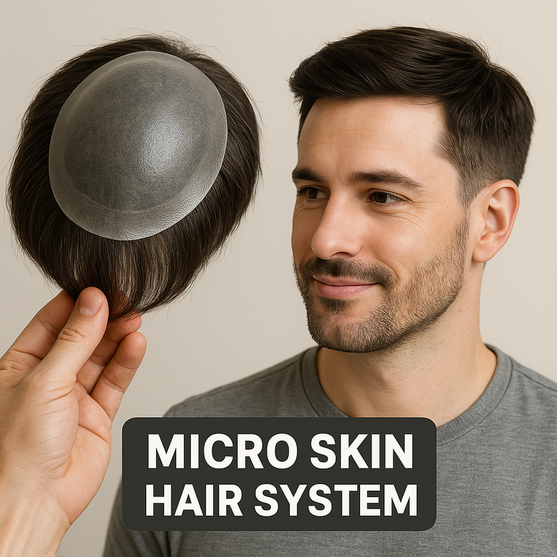 Affordable men's wigs Bangladesh showcase a micro skin hair system for natural appearance and comfort.