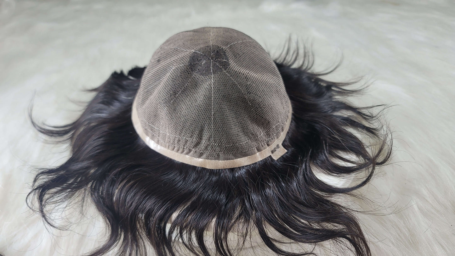 Men’s full lace wig offering full-head coverage and breathable design for daily wear