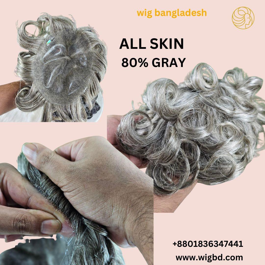 Micro skin base men's hair wig with realistic scalp look and natural hairline