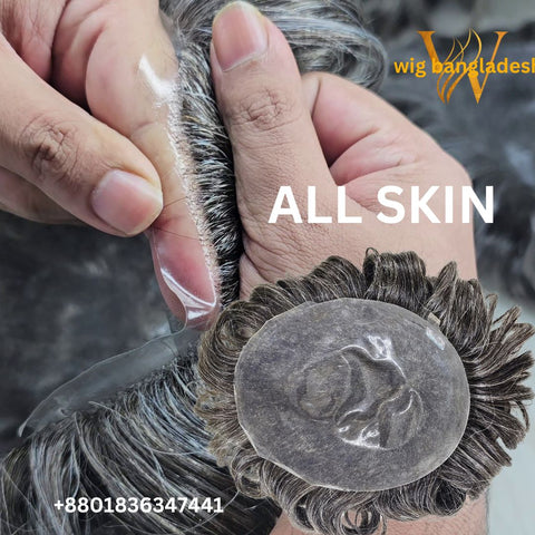 Micro skin base men's hair wig with realistic scalp look and natural hairline