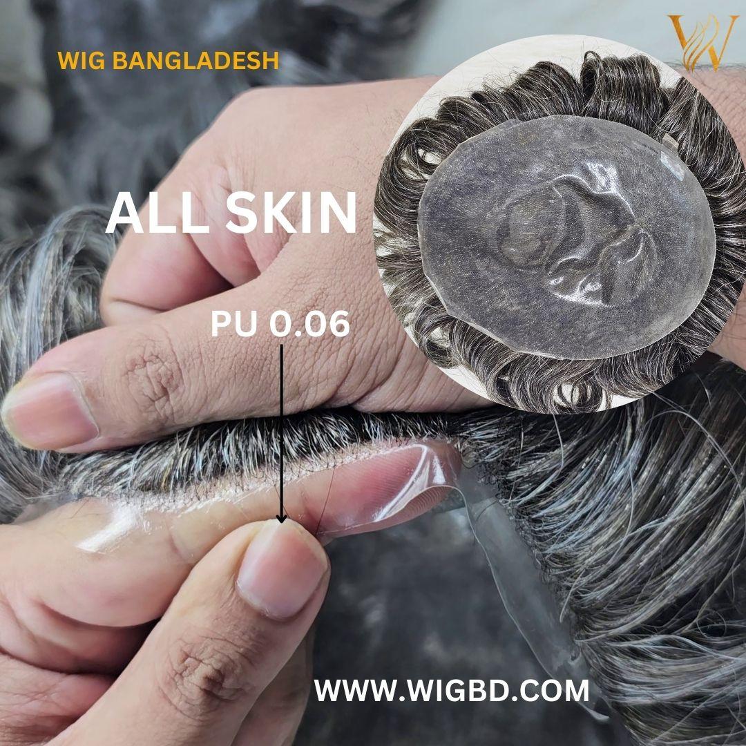 Micro skin base men's hair wig with realistic scalp look and natural hairline