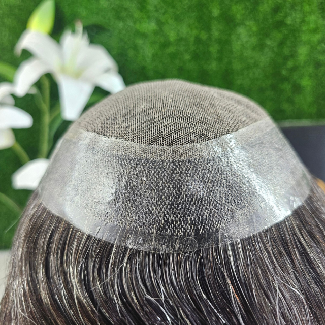 Men’s hair replacement system before and after using Australia Model wig for natural, undetectable results