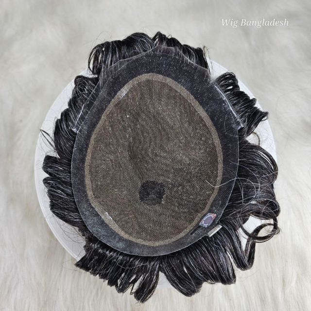 Men’s hair replacement system before and after using Australia Model wig for natural, undetectable results