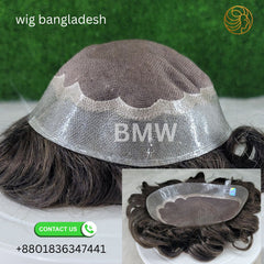 "BMW men's hair patch with ultra-thin PU base and natural human hair