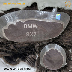 "BMW men's hair patch with ultra-thin PU base and natural human hair