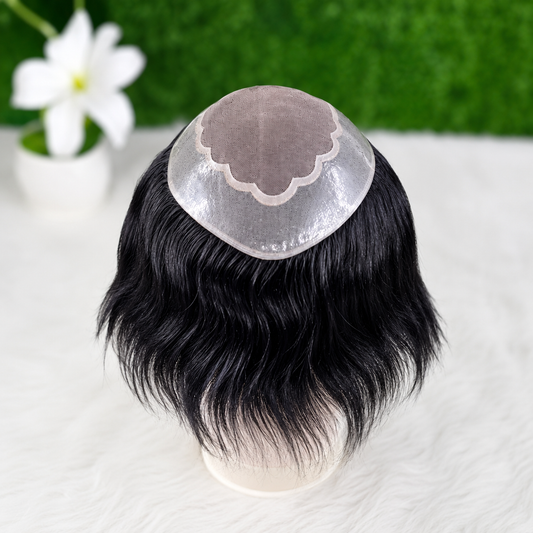 BMW Male Hair Prosthesis Toupee Men Mono& Soft PU Breathable Men Wigs