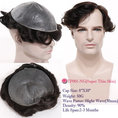 Premium Microskin Men's Wig Natural Look for Every Skin Tone