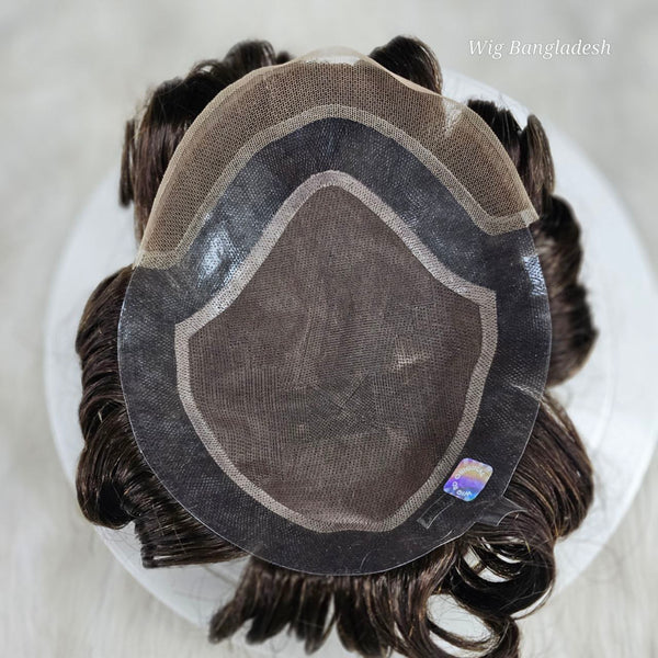 MOQ 15 Pieces Mono Front Lace With Pu Mono Mens Wigs Baldness-Natural Hair System Toupee