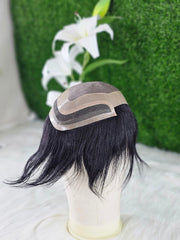 Mono front lace men's wig with breathable design and natural hairline for realistic appearance