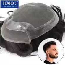 Hollywood model men’s hair wig with natural human hair and stylish modern cut