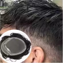 Hollywood model men’s hair wig with natural human hair and stylish modern cut