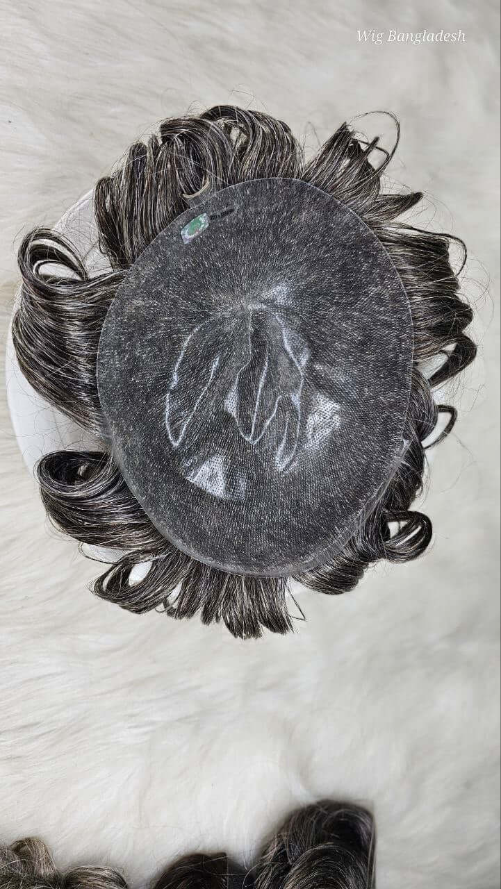 Top view of Prótese Capilar Masculina Full Skin 0,03–0,08mm made with human hair for men.