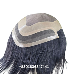 Mono front lace men's wig with breathable design and natural hairline for realistic appearance