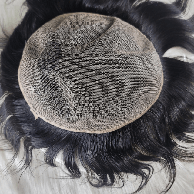 Full lace base hair system for men with invisible scalp and natural parting options