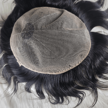 Full lace base hair system for men with invisible scalp and natural parting options