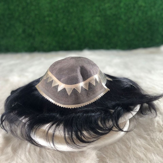Zigzag Mono Hair System | Breathable Men's Toupee with PU Perimeter | 100% Human Hair