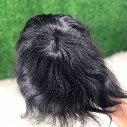 Zigzag Mono Hair System | Breathable Men's Toupee with PU Perimeter | 100% Human Hair