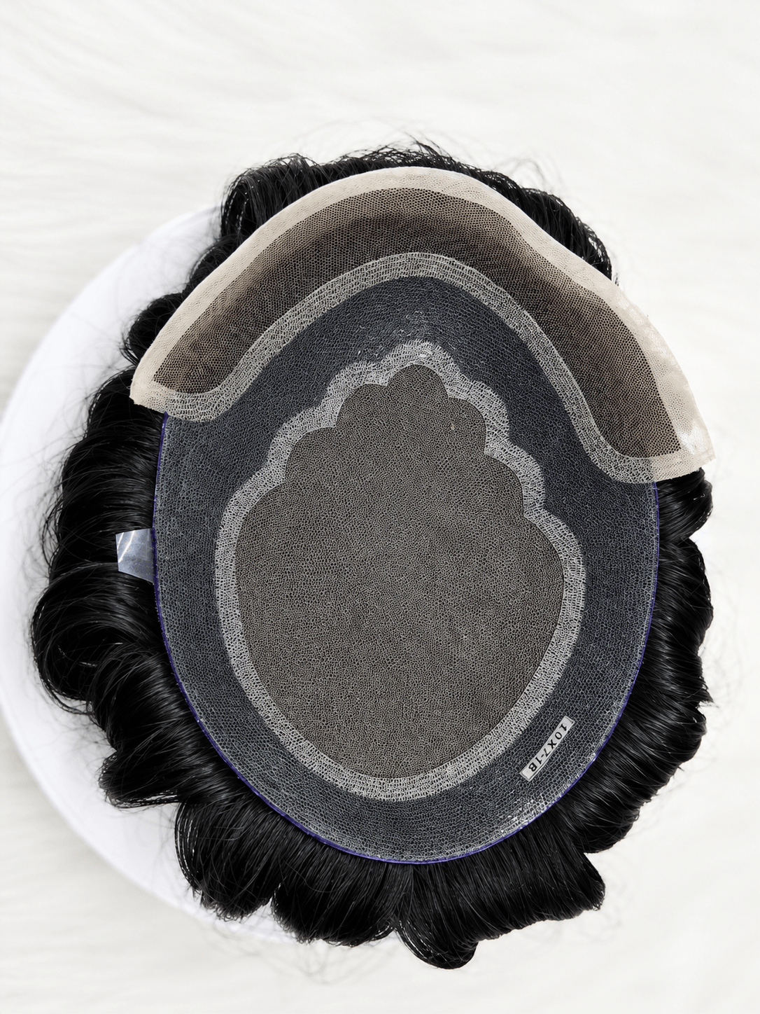 Top view of BMW Front Lace Hybrid Lace Front Hair System, a premium lace front hair system for men.