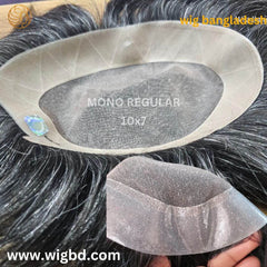 Side view of Mono Regular Men's Wig with breathable monofilament cap
