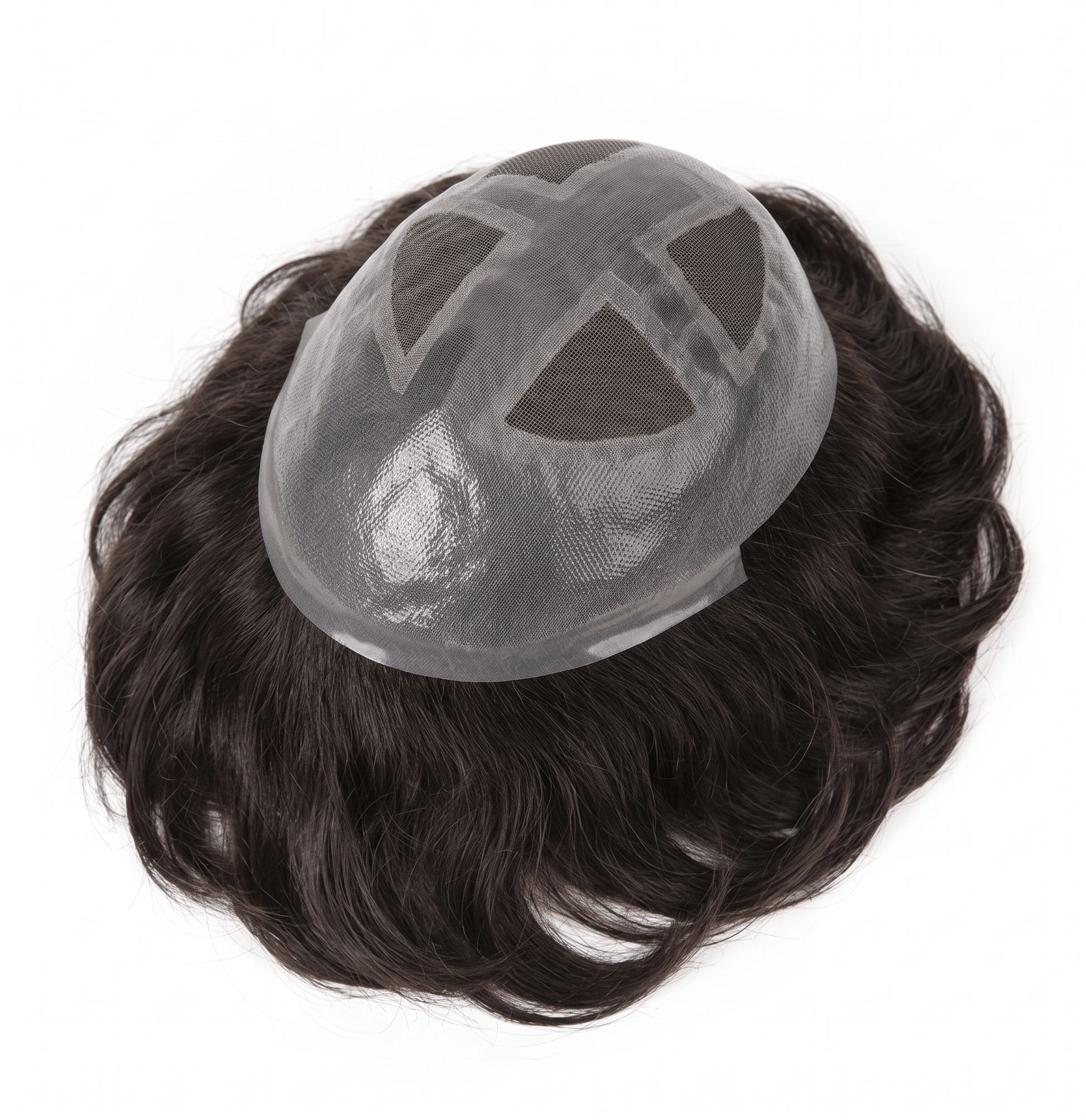 Premium men's toupee showcasing a natural look and breathable mono top design.