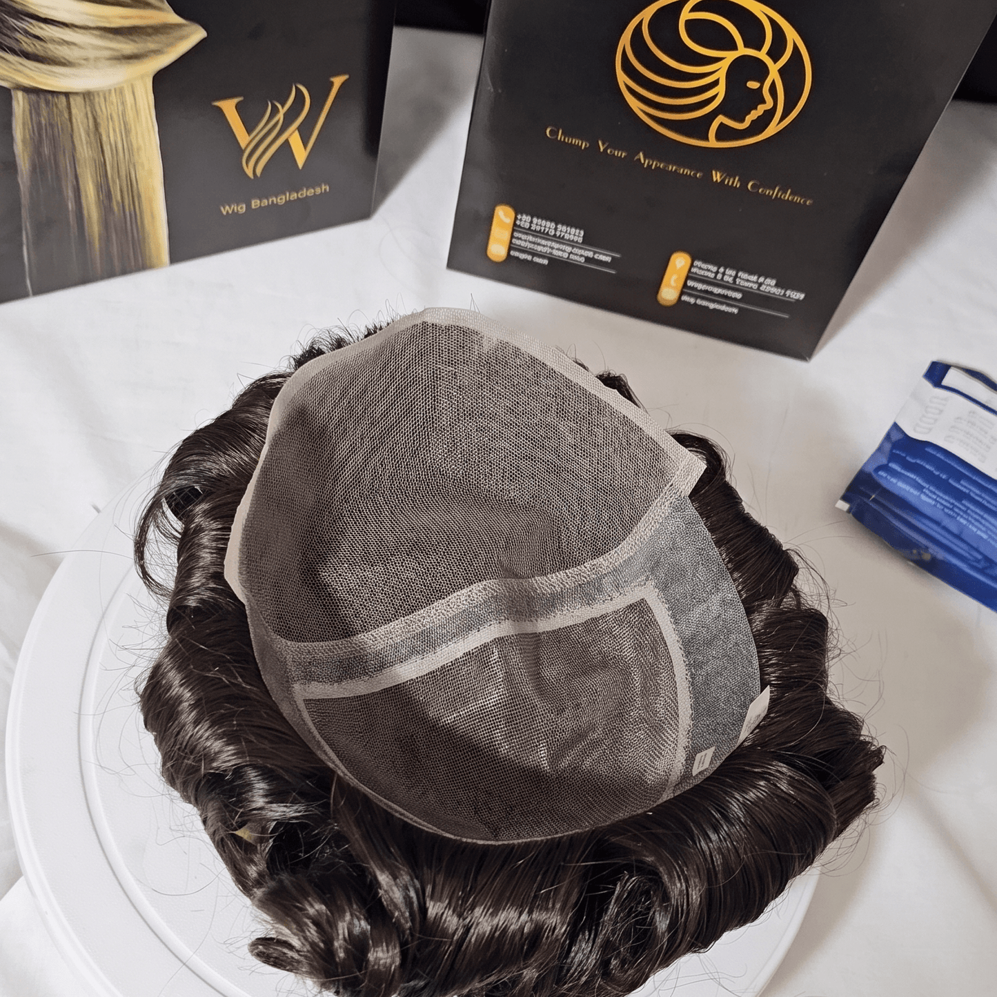 SP Mono Hair System, premium men's toupee system by Wig Bangladesh with breathable mono base.