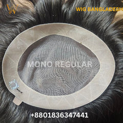 Close-up of natural-looking hairline on Mono Regular Men’s Wig