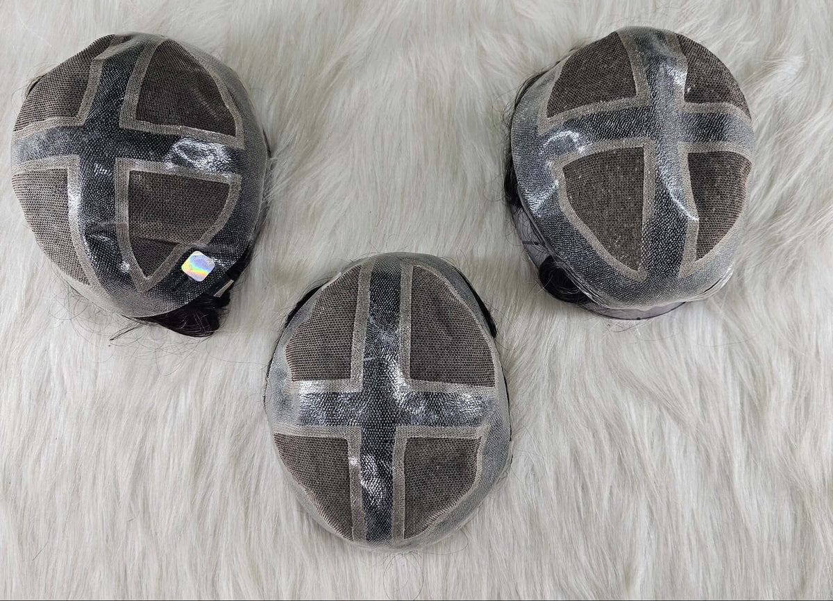 showcase of 3 wigs top view X-Top Hair patch System provides a realistic hairline, natural movement, and versatile styling options.