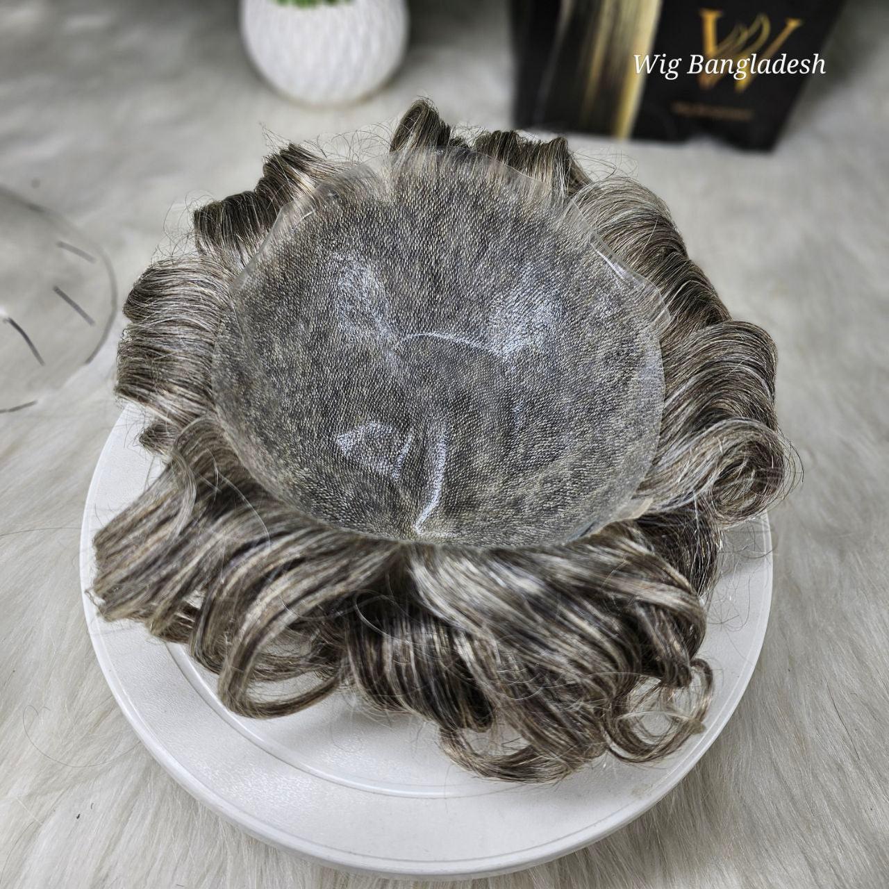 Micro skin base men's hair wig with realistic scalp look and natural hairline