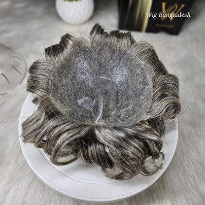 Micro skin base men's hair wig with realistic scalp look and natural hairline