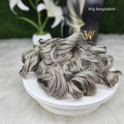 Micro skin base men's hair wig with realistic scalp look and natural hairline