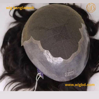 lace front wigs for men - Q6 toupee lace front wig with PU base for natural look.