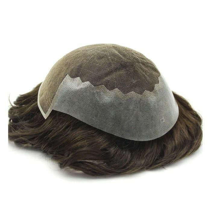 lace front wigs for men - Q6 Toupee with PU base, offering durability and a natural appearance.