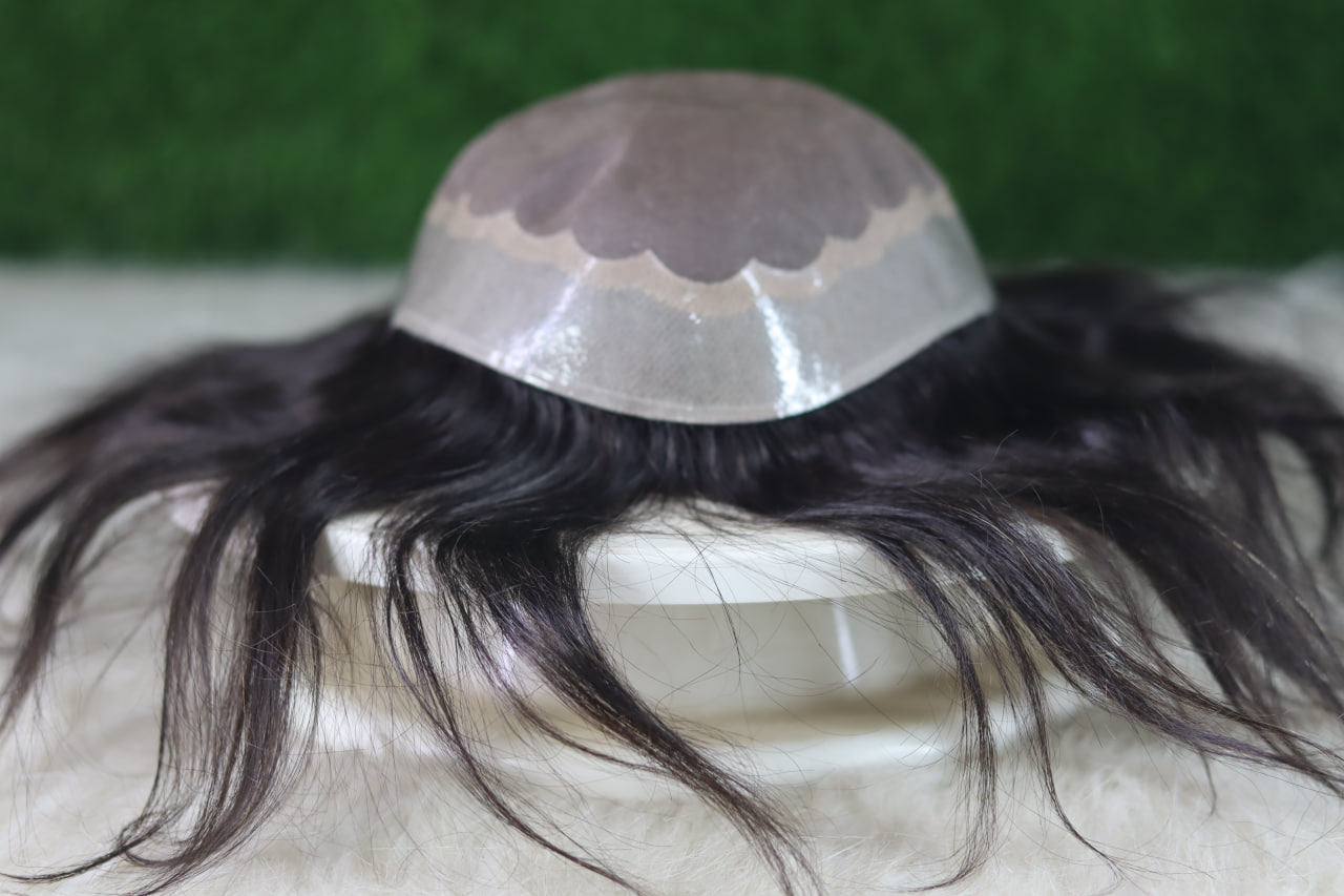 BMW Male Hair Prosthesis Toupee Men Mono& Soft PU Breathable Men Wigs