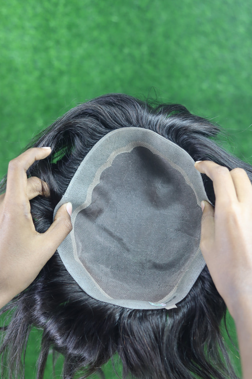 BMW Male Hair Prosthesis Toupee Men Mono& Soft PU Breathable Men Wigs