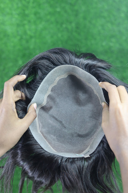 BMW Male Hair Prosthesis Toupee Men Mono& Soft PU Breathable Men Wigs