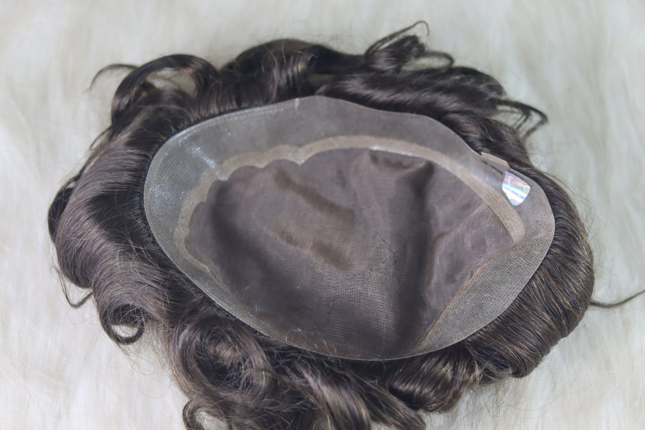 BMW Male Hair Prosthesis Toupee Men Mono& Soft PU Breathable Men Wigs
