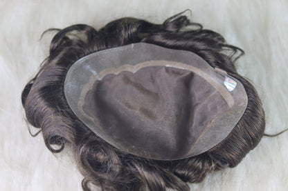 BMW Male Hair Prosthesis Toupee Men Mono& Soft PU Breathable Men Wigs