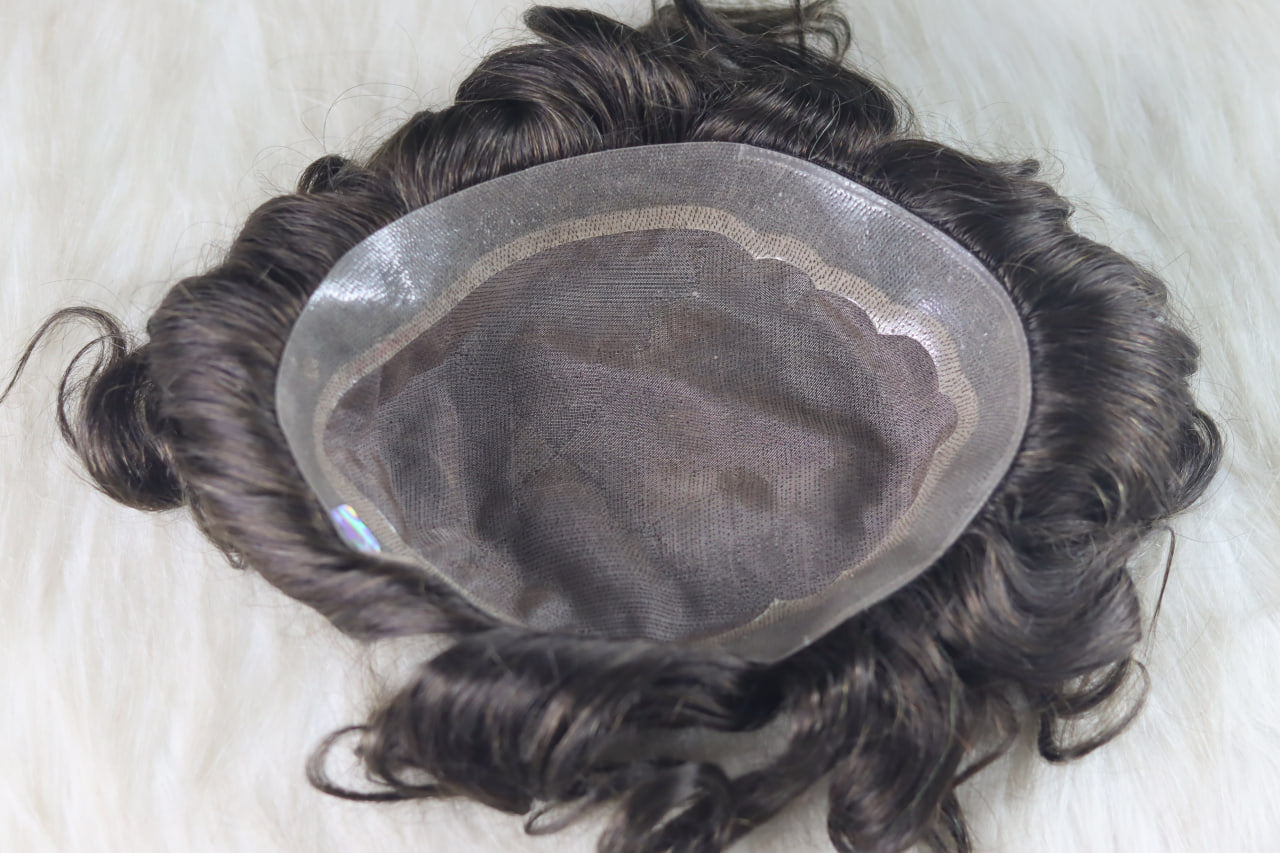 BMW Male Hair Prosthesis Toupee Men Mono& Soft PU Breathable Men Wigs