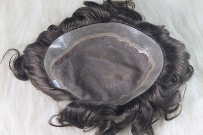 BMW Male Hair Prosthesis Toupee Men Mono& Soft PU Breathable Men Wigs