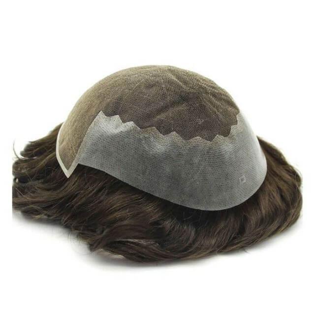 lace front wigs for men Q6 Toupee Swiss Lace Front Wig with PU Base shown from above