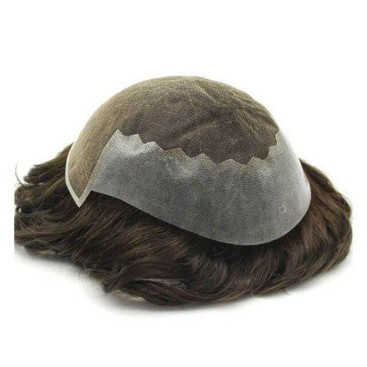 lace front wigs for men Q6 Toupee Swiss Lace Front Wig with PU Base shown from above