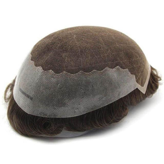 lace front wigs for men, Q6 Toupee Swiss Lace Front Wig with PU base, realistic men's hair system.